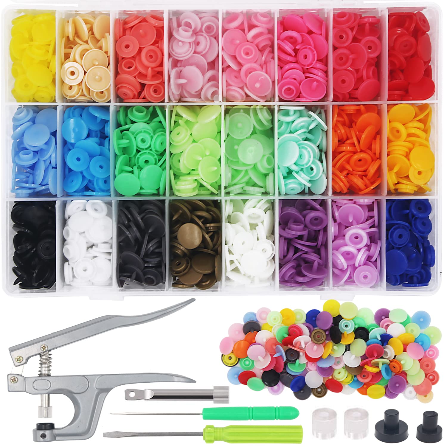 Amazon.com: EuTengHao 1440Pcs Plastic Snap Buttons No-Sew Snap
